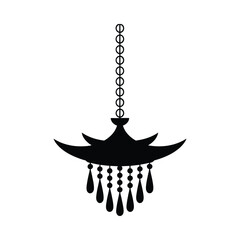 Elegant black silhouette of a chandelier with cascading droplet details