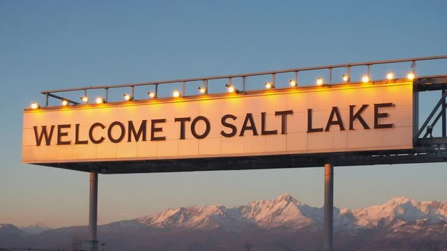 "Welcome to Salt Lake" sign.