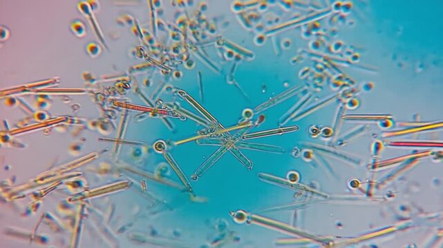 Microplastics under a microscope.