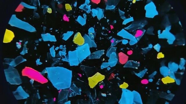 Microplastics under a microscope.