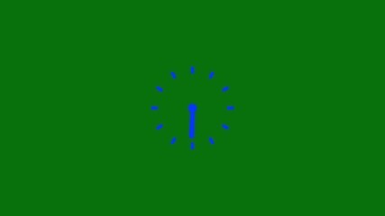 Bright blue analog clock with illuminated hands and hour markers against a deep green background creating a clear and distinct time display Keywords: clock, time, analog, blue, bright, illuminated