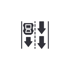 Traffic direction icon representing lane guidance, vehicle positioning, road navigation, driving assistance, and transportation system control.