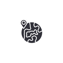 Obraz premium Location awareness brain icon representing geolocation intelligence, spatial thinking, navigation data, and smart positioning systems.