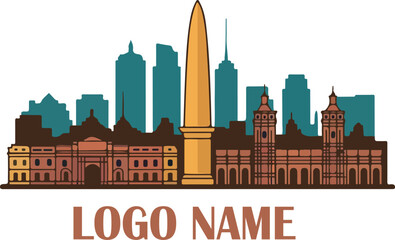 Buenos aires skyline logo vector white background .