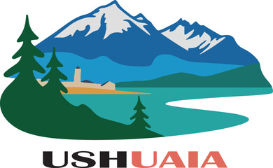 Ushuaia clipart logo vector white background .