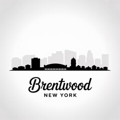 Obraz premium Brentwood Skyline Silhouette — A Diverse Long Island Community Vector Illustration