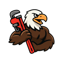 Eagle Plumber Mascot Vector Illustration