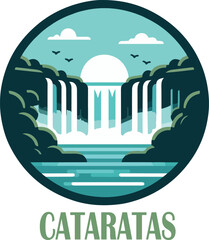 cataratas del iguazu logo icon vector white background .