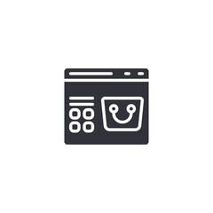 Obraz premium Online store interface icon representing ecommerce website, product display, digital storefront, and shopping experience.