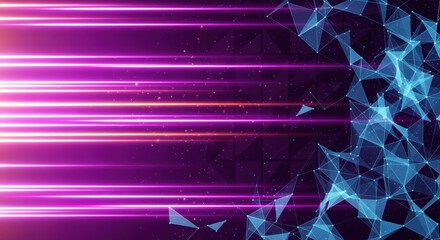 Abstract Technological Background with Glowing Lines and Plexus Network, Ideal for Presentations or Digital Media
