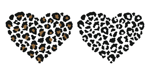 Leopard print heart shape on a white background.