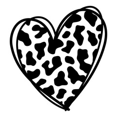 Leopard print heart shape on a white background.