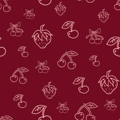 Dark Cherry Seamless Pattern Illustration