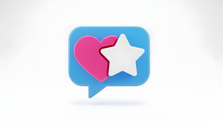 Title: 3D Heart & Star Chat Icon — Favorite Messages
