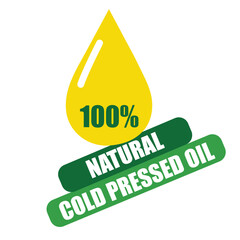 100% natural cold pressed oil logo vector illustration isolated on white background.