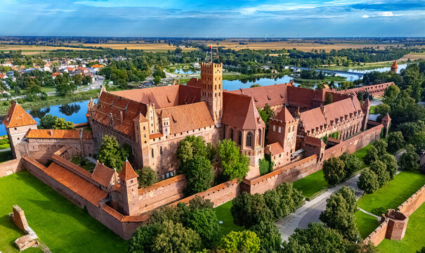 Malbork Castle on the Nogat River in Poland