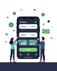 Smartphone banking app finance user interface