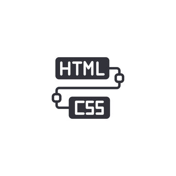 HTML and CSS code icon representing web development, frontend styling, responsive design, and website structure programming.