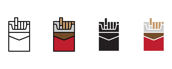 Cigarette pack icon set vector on white background. smoking icons, cigarette pack icon. vector illustration. © NH RIDOY
