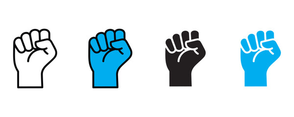 Raised fist icon set vector on white background. protest, solidarity, fists, raised, hand icon. vector illustration. © NH RIDOY