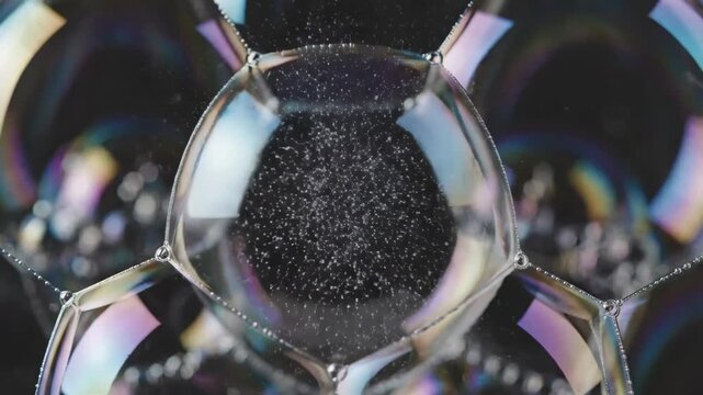 Abstract soap bubble pattern shimmering with iridescent colors 4K Video