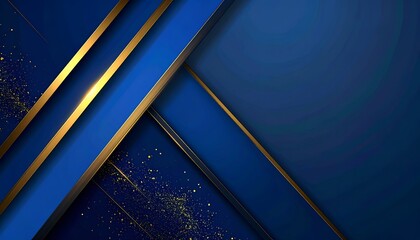A stylish abstract design featuring golden lines and a deep blue background with texture