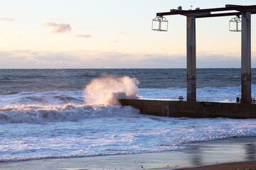 The Black Sea, a storm. Russia, Sochi, Adler