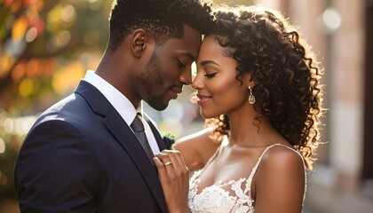 A couple embraces softly, sharing a tender moment with love reflected in their expressions