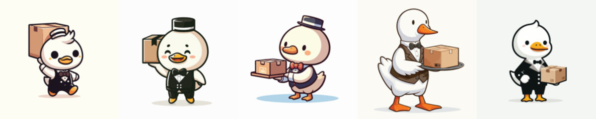 cute duck vector carrying cardboard