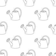 seamless outline pattern of watering can