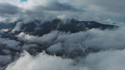 Aerial high view of dramatic clouds