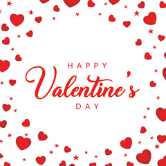 Romantic valentine's day greeting card with red hearts