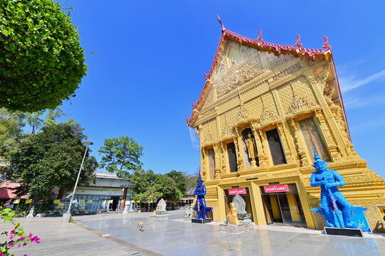 Traditional Thai Temple Architecture at Wat Phra Sri Arn in Ratchaburi Province, Thailand