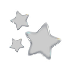 Obraz premium Shining stars emoji. Sparkles grey glass 3d style star icon, twinkle social media platform symbol.