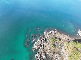 Calm waters meet rocky shores of Playa Los Vivos, Costa Rica