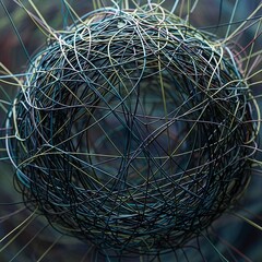 Abstract visualization of stress and anxiety using tangled lines and chaotic forms to express mental tension.