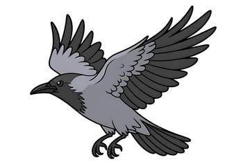 Obraz premium Cartoon crow flying illustration
