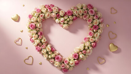 Obraz premium Romantic heart of roses for valentine's day background banner template design illustration