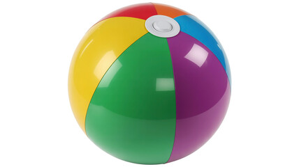 A vibrant multi-colored inflatable beach ball perfect for summer fun and outdoor games
