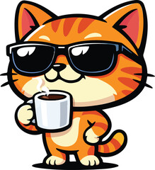 Funny cat takes coffee transparent