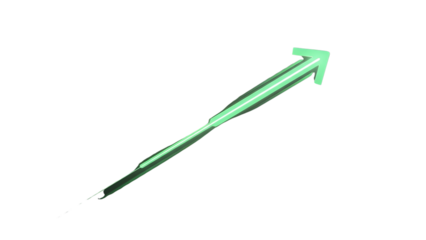 Green Upward Trend Arrow Icon isolated PNG with Transparent Background
