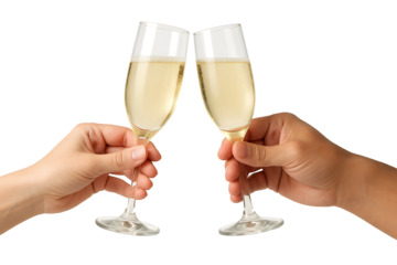 Cheers with Champagne Flutes – Hand Holding Glasses in Festive Celebration Moment