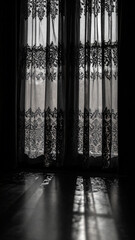  Lace Curtain Shadow Pattern. soft monochrome atmosphere