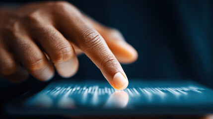 Digital literacy intelligence science imagination future concept finger touch screen