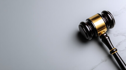 Gavel hammer law justice authority courtroom legal judgment firm on marble desk background