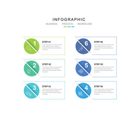 Infographic 6 options design elements for your business data. Vector Illustration