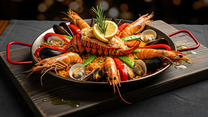 Gourmet seafood platter with shrimp and lobster