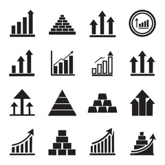 Obraz premium Collection of growth and financial chart icons Keywords: growth, chart, graph, financial