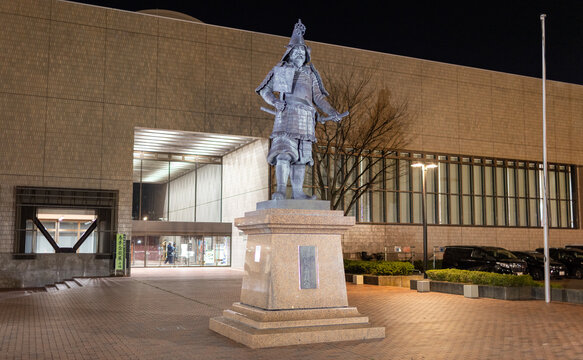Hirosaki, Japan - April 19 2025:  statue of Tsugaru Tamenobu, the first daimyo of hirosaki domain