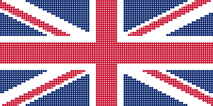 Flag of United Kingdom pixel art of dots